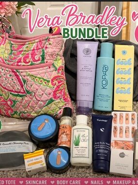 Vera Bradley Bag Bundle 👜 Pink Quilted Tote + Beauty Items